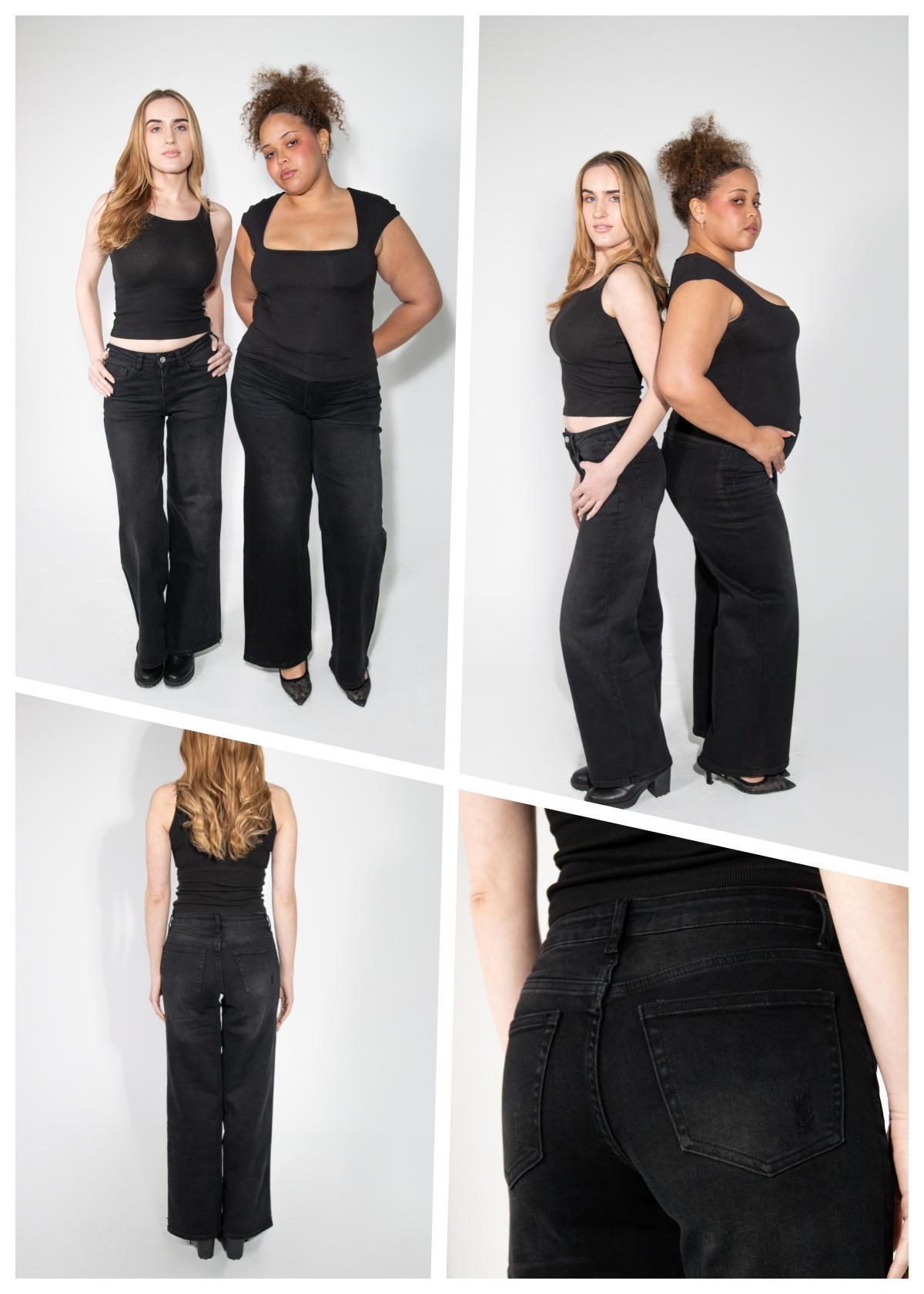 【4 Lengths】Magic ONESO Mid-low Rise BBL Jeans Stretchy Wide Leg Tummy Control Distressed Baggy Denim Pants Plus Size Regular Size #TikTokShopBackToSchool