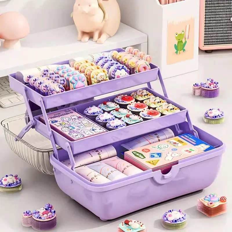 3-Layer Hair Accessory Storage Bag, Cute Jewelry Box Adjustable Organizer with Bow Lock, Ideal for Headbands and Hair Clips, Perfect for Little Girls
