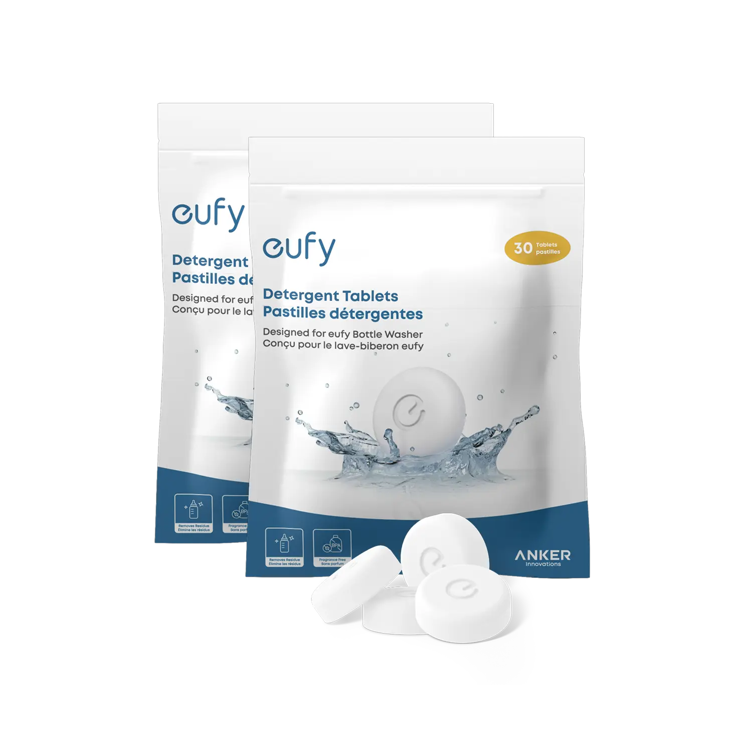 eufy Washing Baby Bottle Cleaner Detergent Tablets, 60-Count Refill for Baby Bottle Washer, Washing Baby Bottle Cleaners