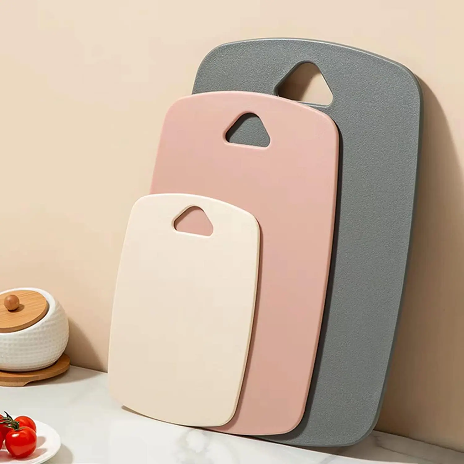 3-Piece Durable, Food-Safe Rectangular Plastic Chopping Boards Set - BPA-Free, Non-Slip Easy Grip, Dishwasher-Safe Kitchenware for Meat, Vegetables, Durable Chopping Board