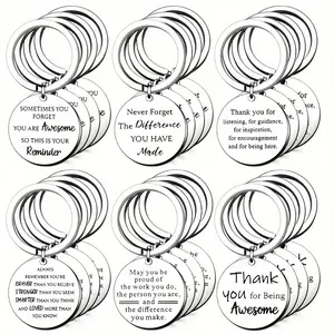 24pcs Inspirational Keychains - 6 Styles Thank You Gifts for Teachers Colleagues Employees Students with Encouragement Quotes