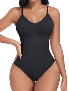 Shapewear Bodysuit with Built in Bra for Women Tummy Control Spaghetti Strap Padded Body Suits Tops  Clothing Womenswear Bottom Button Casual Chunky