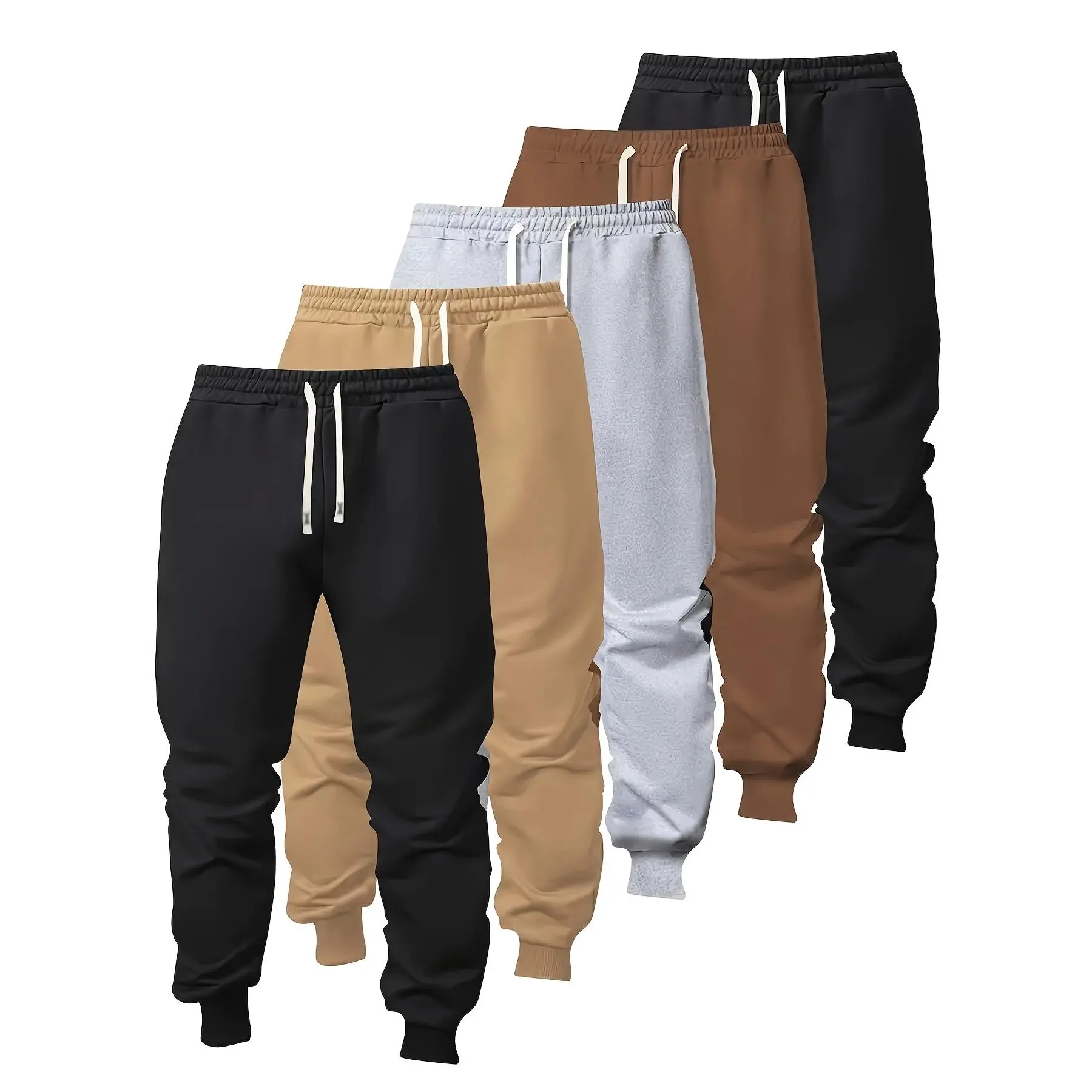 Boys' 5-Pack Sweatpants, Solid Cotton Blend Loose Fit Joggers with Pockets and Drawstring Waist for Sports, Sizes 7-8y, 9-10y, 11-12y, 13y, 14-15 years, Athletic, Adjustable Elastic Waistband Boys' Sweatpants, Adjustable Drawstring Sweatpants, Casual Spor