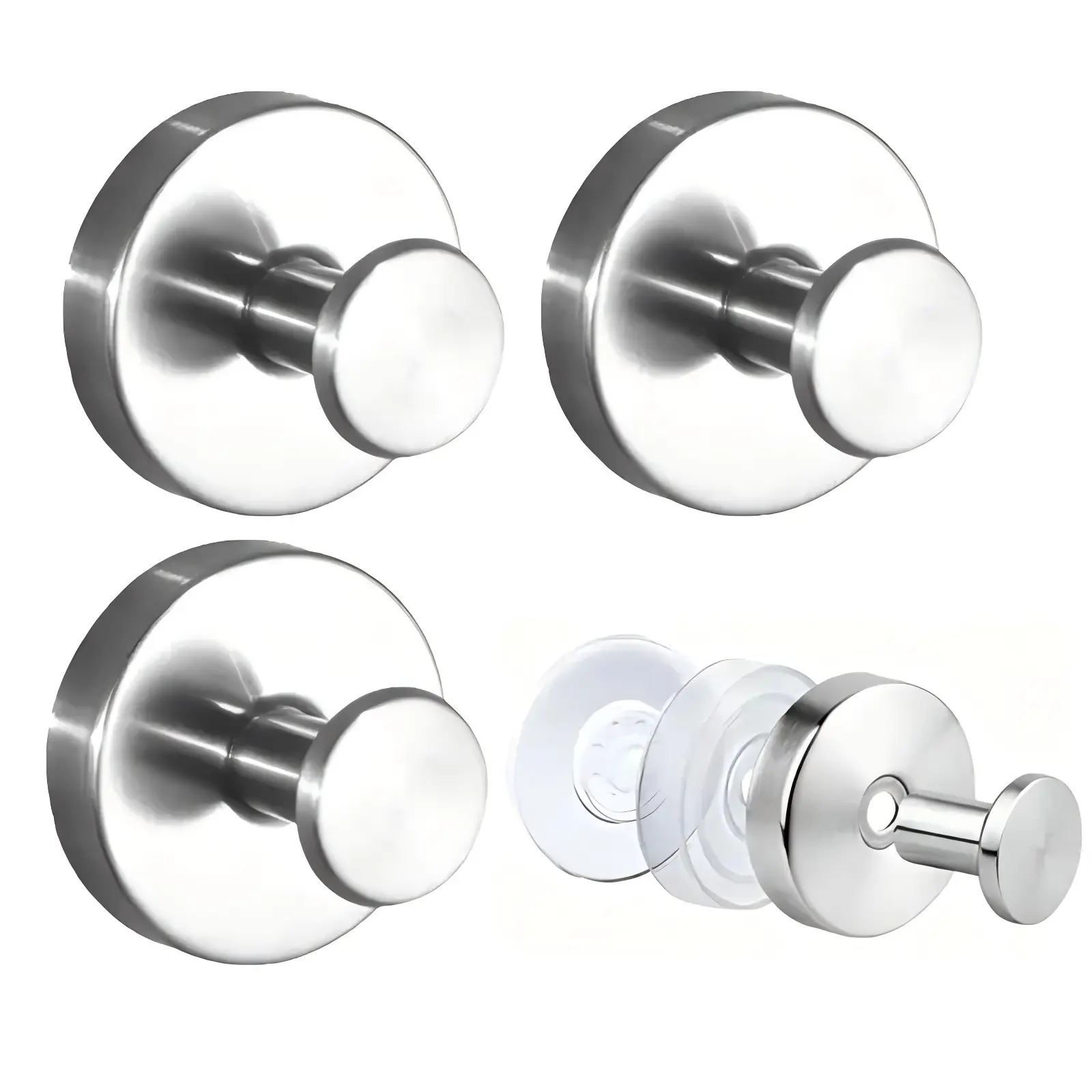 Stainless Steel Suction Cup Hooks No-Drill No-Damage Vacuum Suction Hooks Kitchen Bathroom Bedroom Essentials Clothes Hooks Towel Hooks Organiser
