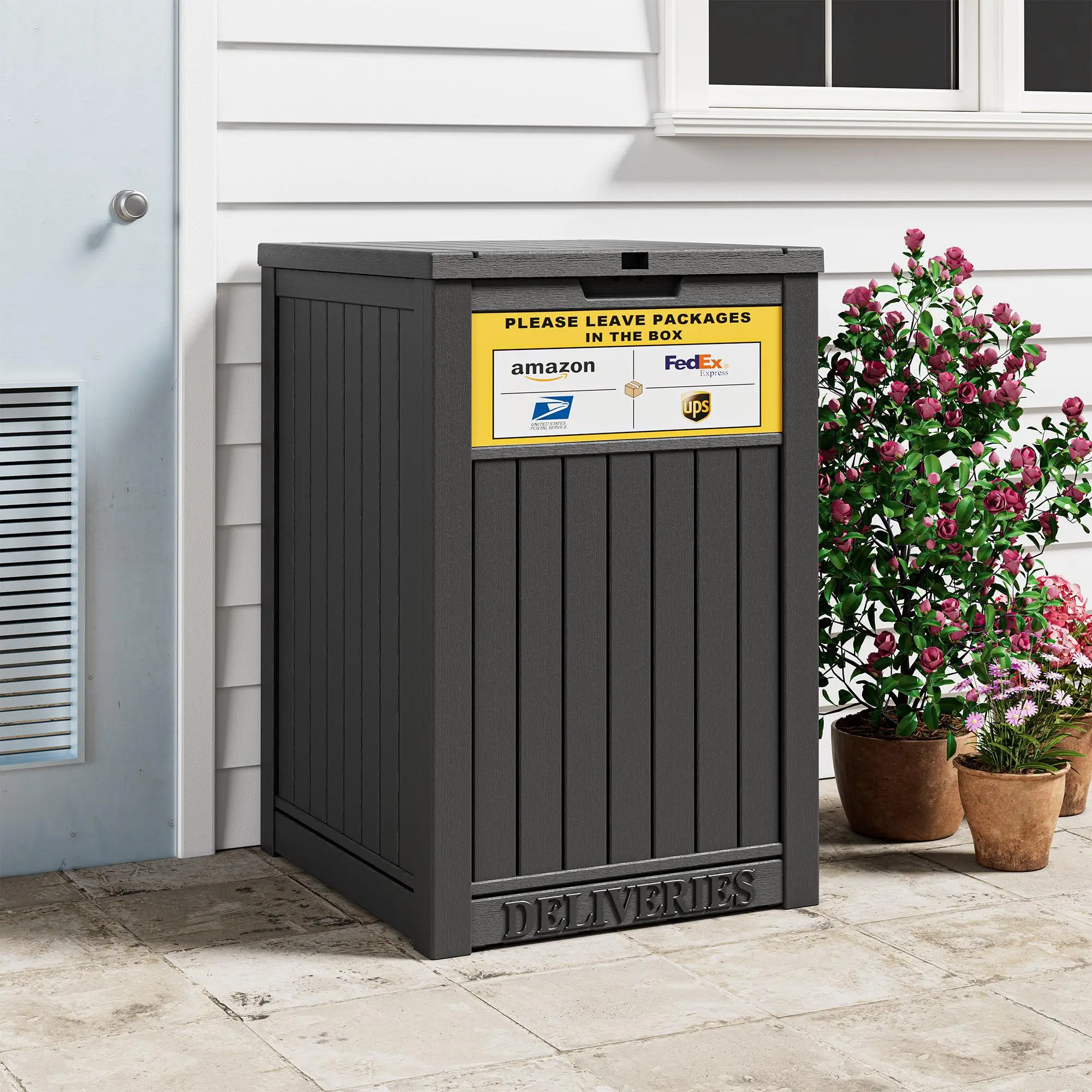 Esmlada 48Gallon Package Delivery Box | Secure Outdoor Storage, Waterproof, Snow Resistant & Ventilated, Heavy-Duty Storage Container, Great Gift for Family & Neighbors (Lock Not Included) Summersales