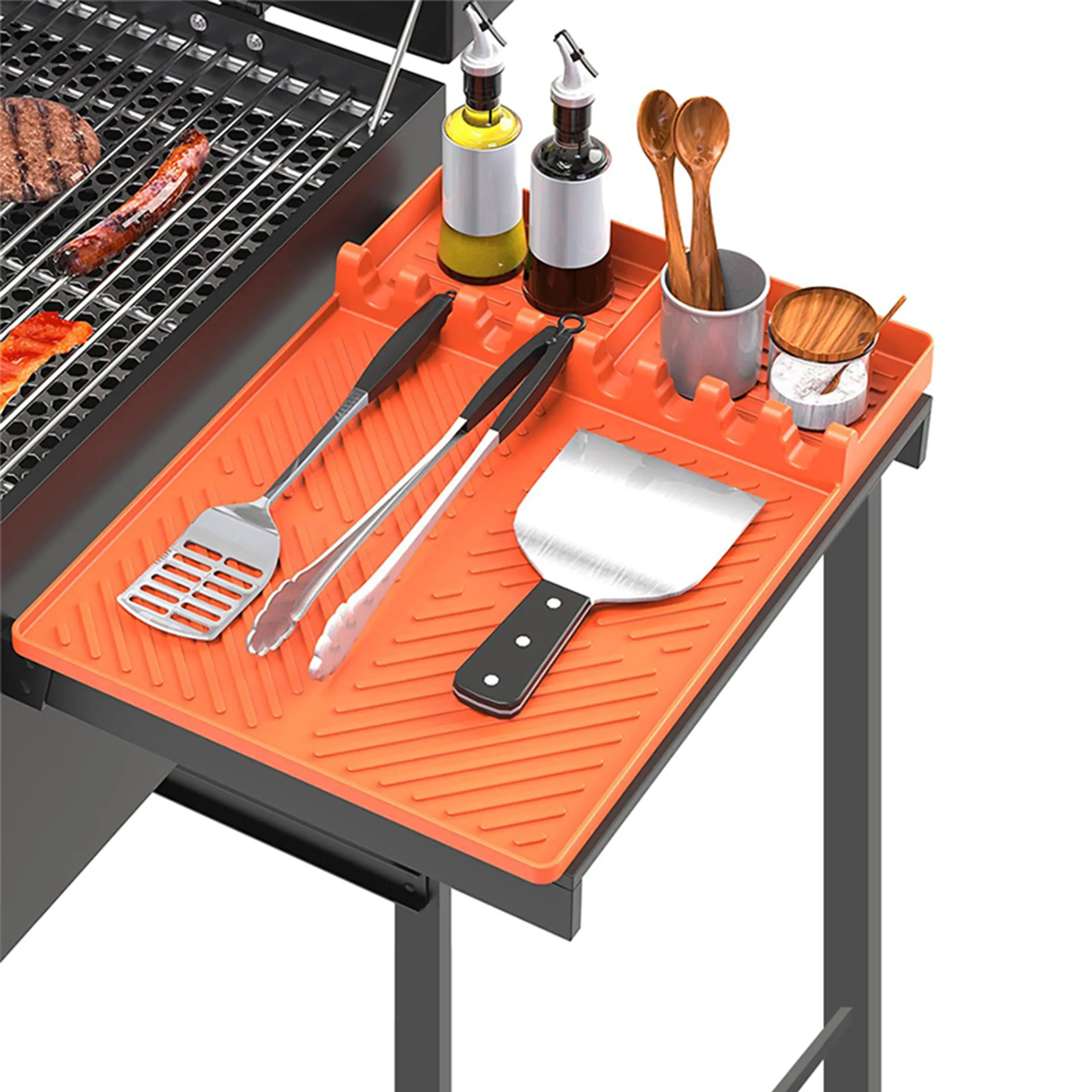 1 Piece Silicone Griddle Mat for Blackstone - Large Silicone Spatula Mat with Drip Pad - Griddle Mats BBQ Grill Accessories - Side Shelf Mats Grill Pad for Blackstone Accessories, Grilling Accessories, Barbecue Accessories