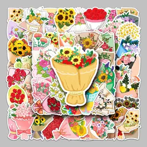 50pcs of cute and charming cartoon flower stickers, suitable for scrapbooks, diaries, laptops, water bottles, cars, and other items. A gift with a positive message and a design based on faith. Universal Car Sticker