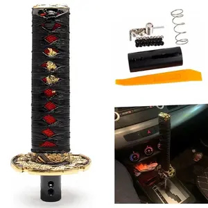 Brand New Universal 20CM Car Samurai Sword Black / Red Automatic Gear Shift Knob Shifter Katana Metal