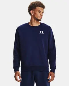 Under Armour Men's Icon Fleece Crew - Navy Blue, Long Sleeve, Fitted, Ultra Soft Cotton Blend, Autumn Wear