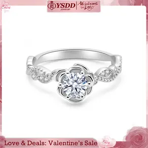 【#233 Forever Rose】Flower Synthetic Moissanite Ring in S925 1/2 Carat Birthday Mother's day gift for women wedding