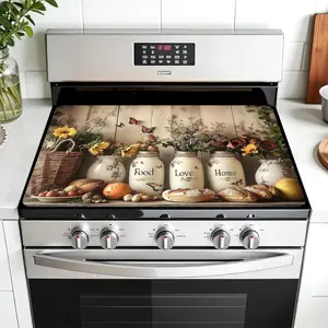 JOYFINITY Multi-Design Stove Cover for Glass/Electric Stoves - 3-in-1 Heat-Resistant Protector Mat, Non-Slip Drying Rack 28.4*20.5in