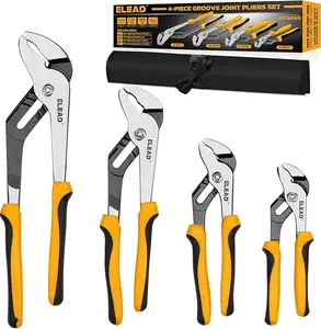 ELEAD 4-Piece Groove Joint Pliers Set, 12/10/8/6 Inch Adjustable Water Pump Pliers with Tool Roll Bag, Tongue and Groove for Home Repair, Gripping, Nuts, Bolts, Pipe & Fittings