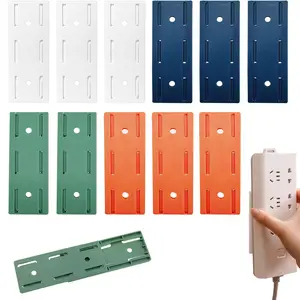 10 Counts Self Adhesive Power Strip Holder, No-Drill Cable Organizer with Strong Adhesive for Wall/Desk, Mixed Colors, Space-Saving Wire Management for Home/Office