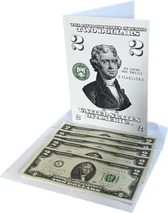 TWO DOLLAR BILL Birthday Card, Honoring the 2 dollar bill - Humor Bday Card for Him Her, with free Envelope and qty5-2's
