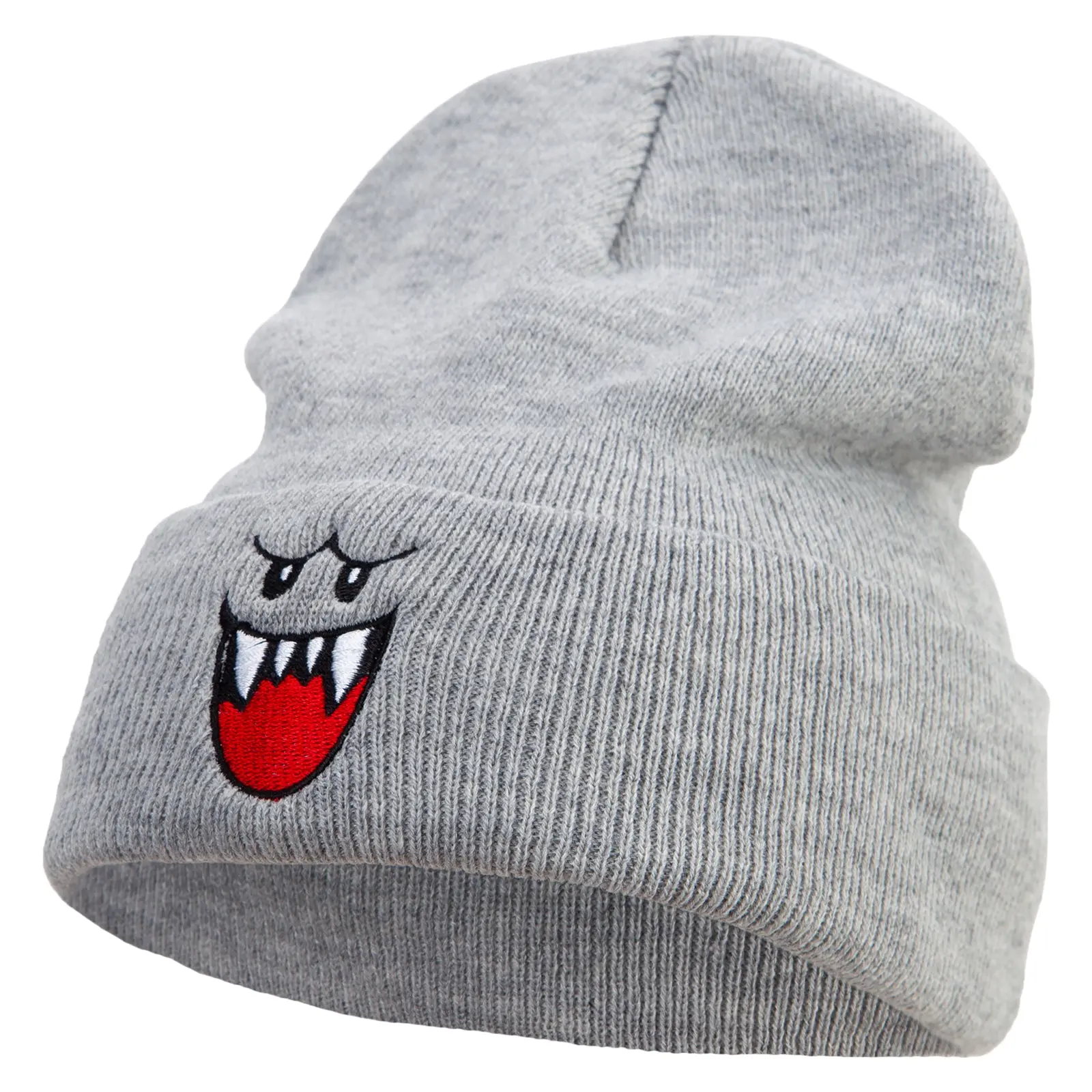 Mario Ghost Face Embroidered 12 Inch Long Knitted Beanie