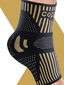 Copper fiber sports ankle support with nylon knitted breathable ankle protection. Copper ions provide warmth and compression for basketball. Ankle protection gear.