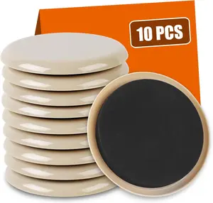 10PCS Furniture Sliders, 3 1/2" Furniture Sliders for Hardwood Floors, Reusable for Carpet, Heavy Duty Furniture Movers Sliders, Carpet, Floor Protectors (Beige)