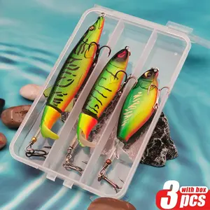 Artificial Fishing Lure, Floating Fishing Lures, 3 Counts/box Bionic Popper Floating Hard Bait with Rotating Tail, Fishing Accessories for Outdoor Fishing