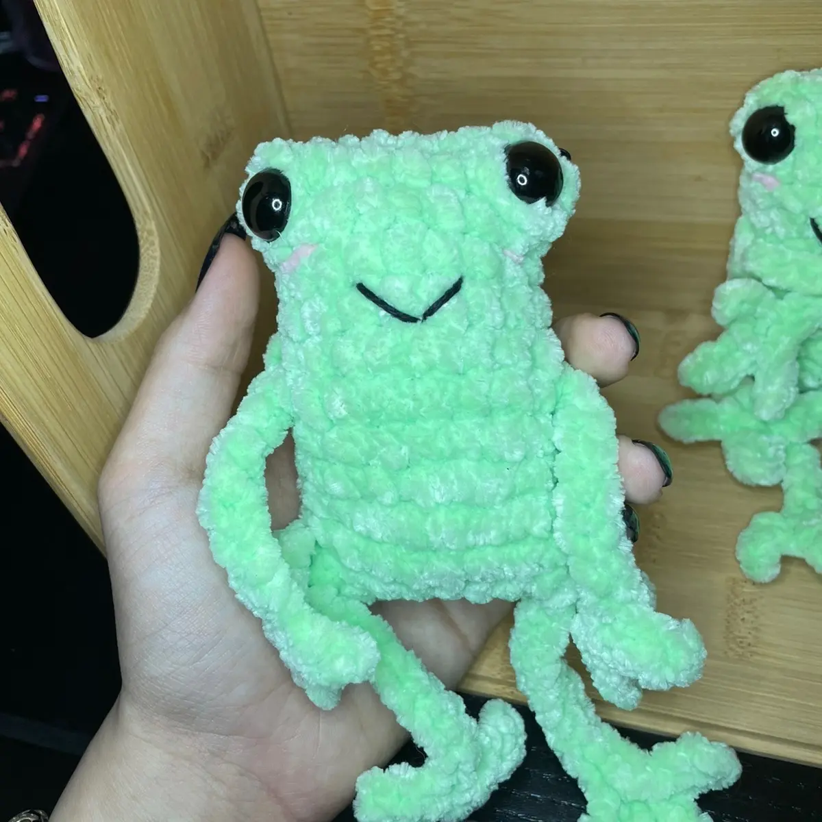 Leggy frog crochet plushie