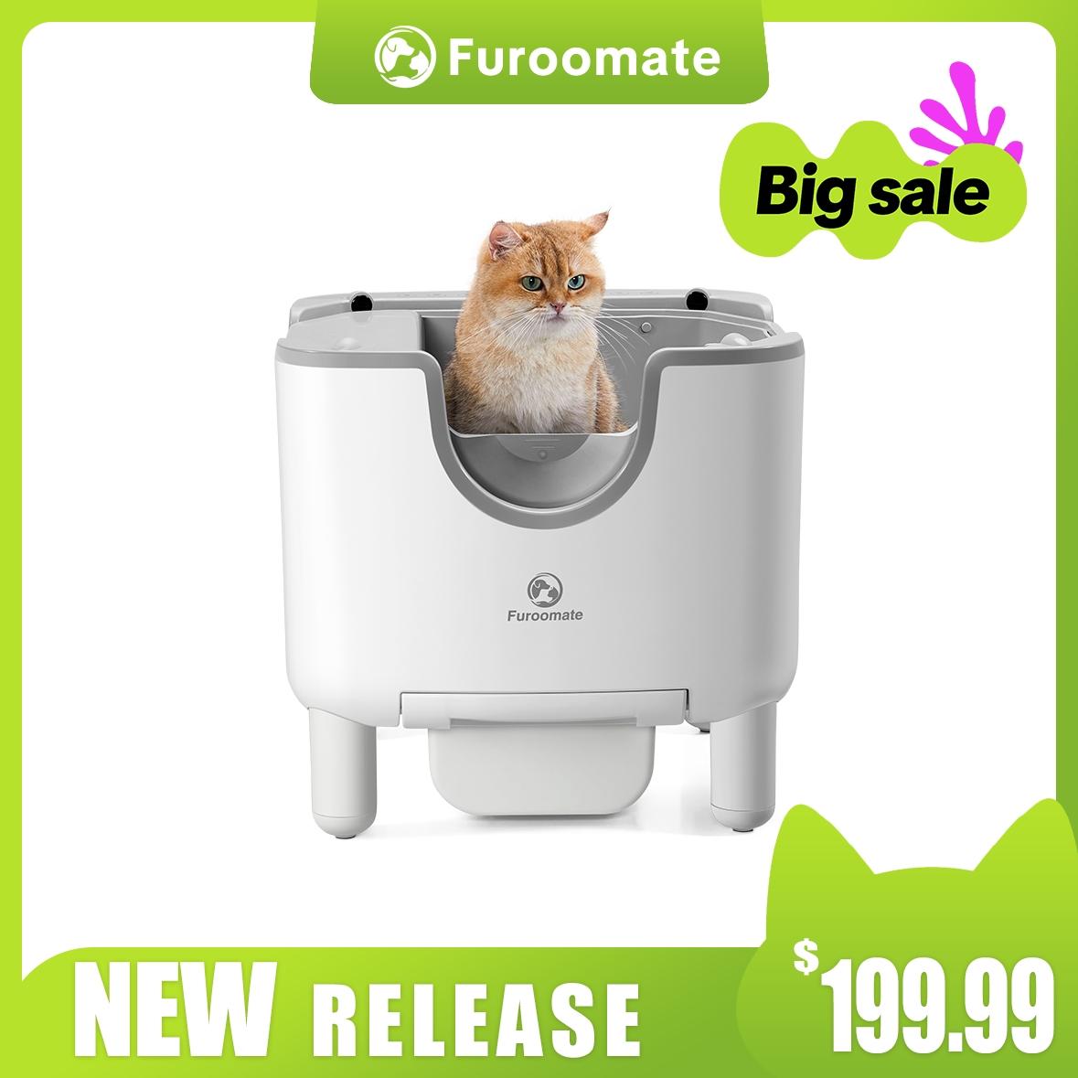 Furoomate Smart Litter Box Open-Top Self-Cleaning ,Odor-Free, Quiet Operation, Easy to Install & Maintain, Low Maintena