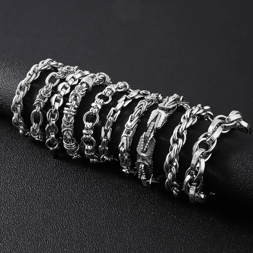 Stainless steel men's bracelet, simple and domineering, punk and high-end, Cuban titanium steel bracelet, ideal holiday gift