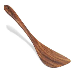 Acacia Wooden Spatula, Non-stick Turner with Long Handle, Heat Resistant Cooking Utensils, Kitchen Utensils for Cooking, Baking, Mixing, Nonstick Spatula