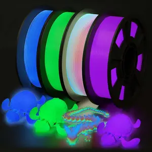 3D Printer Filament Bundle, Glow in The Dark Filament Multicolor, Green, Blue, Purple and Rainbow, PLA Filament 1.75 mm, Dimensional Accuracy +/- 0.03 mm, 250g X 4 Pack