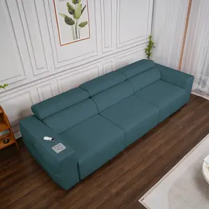 122.05"Multi-Functional Sound Sofa Pull-Out Sofa Bed,Adjustable Headrest, Wireless Charging, Hidden Cup Holders and Storage Chaise For Living Room,Bedroom,Office,Spacious and Stylish Sectional for Living Room