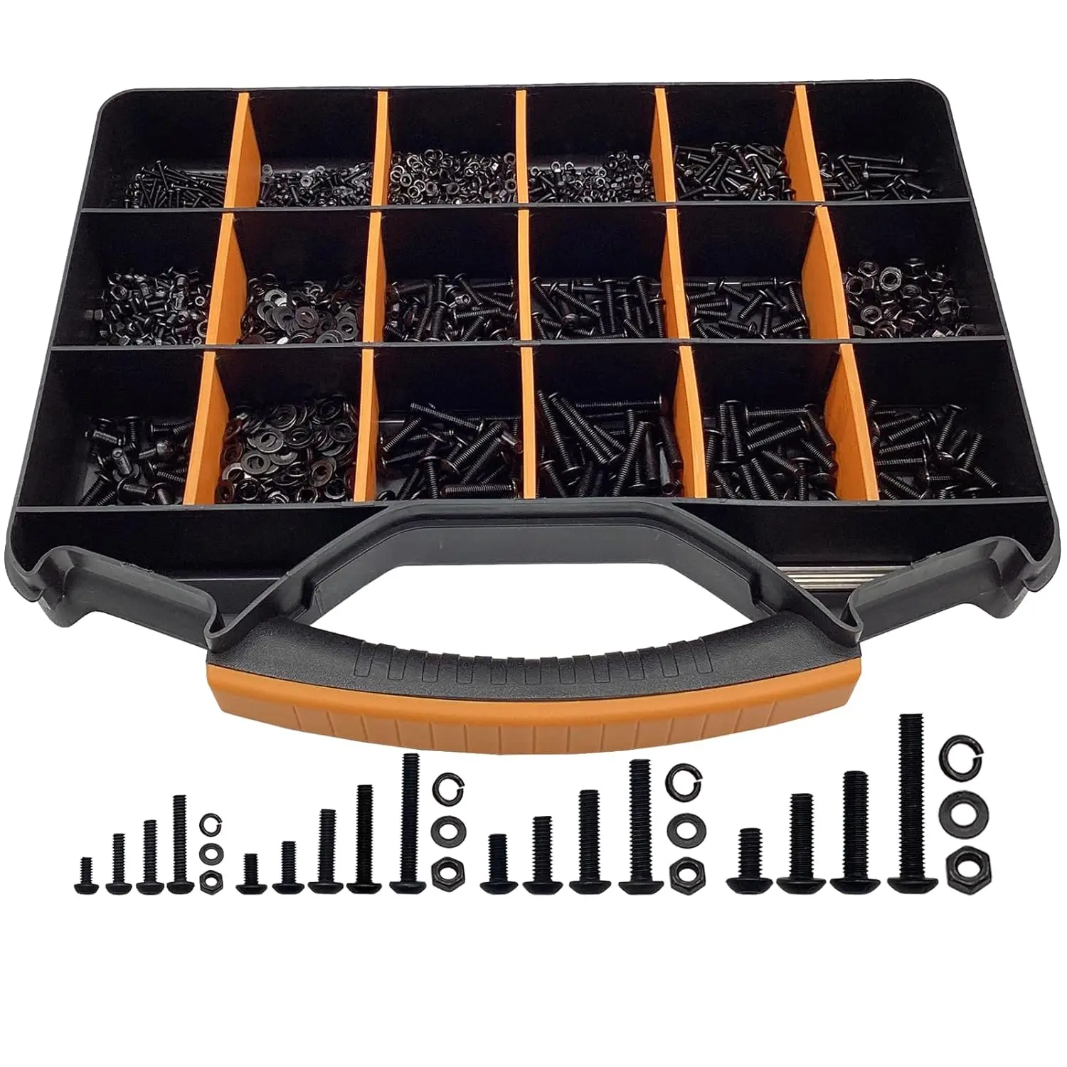 3000 count Metric Screw Assortment, M2 M3 M4 M5 Screw Assortment, Metric Machine Screws Kit, Hex Button  Cap Screws and Nuts & Washers Kit, Screw & Bolt Assortment Sets, Grade 10.9 Black Alloy Steel