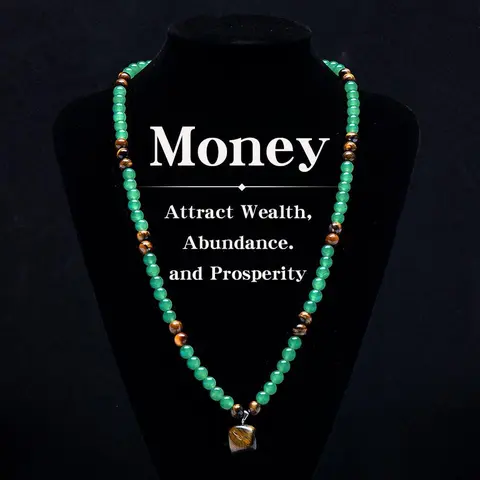 ARPURRAINA Unisex Crystal Style Central Stone Necklace - 69cm/27.1in Chain, Tiger Eye & Green Aventurine Healing Pendant, All Daily Use, Enhancing Costume Jewelry for Theme Parties, Anniversary Gift