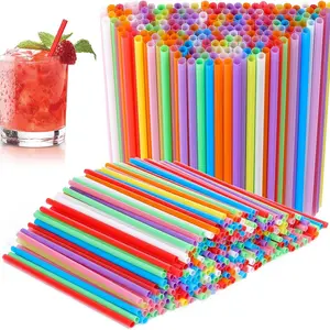100pcs Colorful Plastic Straws, 0.24 Inch Diameter Party Drink Straws, Reusable DIY Craft Straws for Cocktails & Drinks