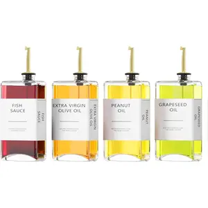 Kitchen Cooking Oil Dispenser Set, Olive Oil & Vinegar Bottles, Soy Sauce Dispenser - 4 Pieces, Gold, Elegant Book Design, Durable, Leak-Proof, Easy-Pour Spouts, Perfect for Kitchen, Dining Table