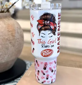 Personalized Dr. Pepper 40oz Tumbler - Stainless Steel with Handle Vacuum insulated drinkware