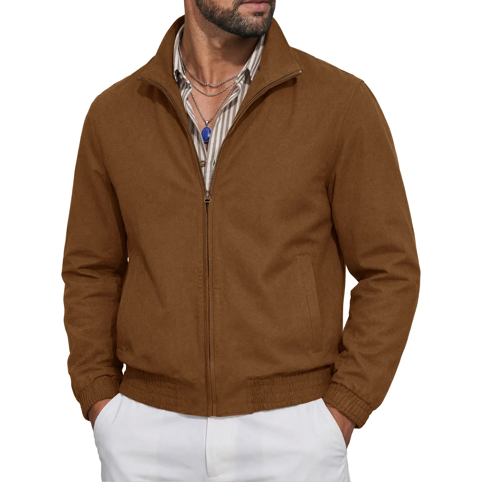 Runcati Mens Lightweight Bomber Jacket Causal Windbreaker Zip Up Fall Coat | Sports Shell Jacket, Outdoor Recreation Coat, Zipper Spring Fall Bomber Jackets, Versatile Utility Windbreaker with Pockets