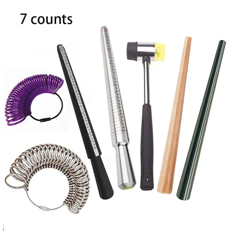7-Piece Ring Size Measurement US Size Standard Correction Repair Tool Set Kits, Precision Jewelry Tools for Accurate Fit Adjustments, Essential Accessories for Jewelers, Ring Mandrel