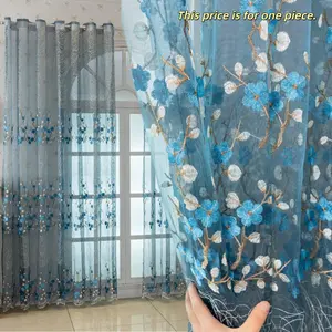 1PC Embroidered Elegant French Lace Curtain, Romantic Floral Design, Privacy Curtain for Living Room, Balcony, Bay Window, Floral Sheer Curtains