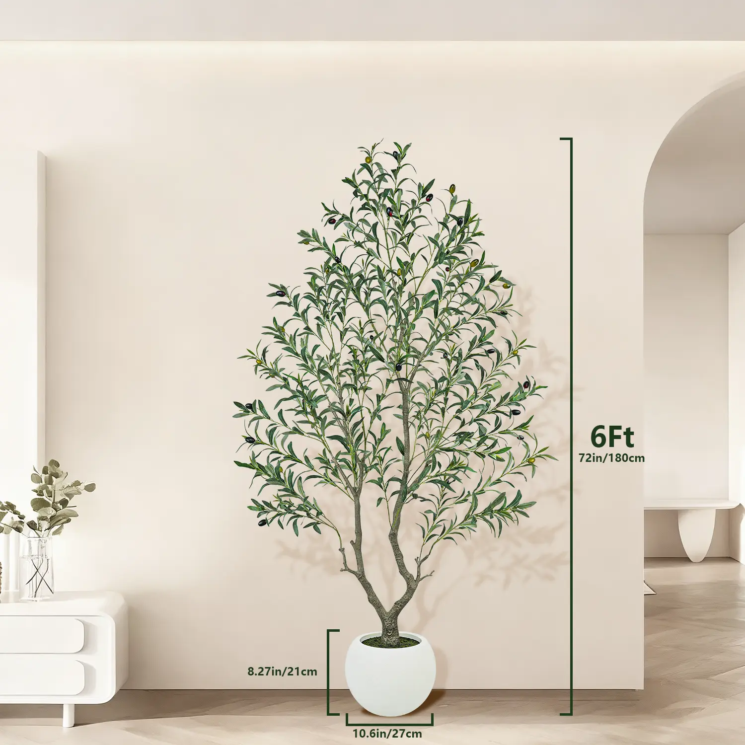 6 FT With white pot