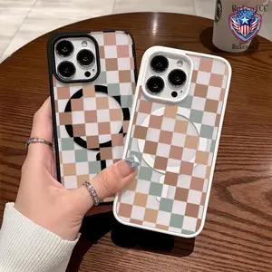 Premium Magnetic Case for iPhone11/12/13/14/15/16/promax Vintage Multicolored Checkered y2k cased MagSafe Ready, Anti-Fall, Springtok and Ultra-Thin Design | Perfect for Everyday Use Protector Screen Protector Aesthetic Resistance Shockproof Protection