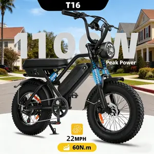Electric Mountain Bike 1150W Peak Power 48V 15.6Ah Battery 16x4.0 Fat Tire Front Suspension 50-60 Miles Range High-Carbon Steel Frame Full Suspension System motorcycle ebike off-road big wheel