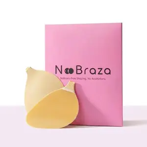 NoBraza Push up Strapless Bra Sticky Bra Skin-Friendly Lightweight Waterproof & Sweat-proof Washable Reusable Silicone Adhesive Lift Bra for Strapless Dresses Wedding Party Wear