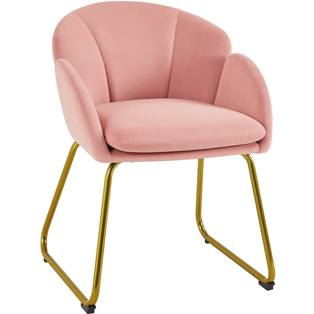 Yaheetech Flower Shape Velvet Accent Chair Modern Armchair with Golden Metal Legs for Living Room/Bedroom/Home Office/Kitchen
