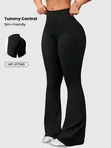 Women's High Waist Solid Color Flare Yoga Pants, Running and Fitness Tight Leggings, Comfortable Workout Clothes