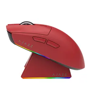 AJAZZ AJ139V2 MC wireless mouse Bluetooth+2.4G+USB-C three-mode red charging base 1k return rate 66g lightweight ergonomic gaming office mouse comfortable feel suitable for multiple scenes