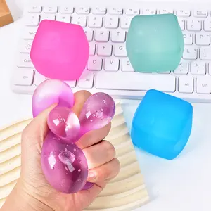 4Pcs Square Gel Ice Cube Stress Relief Toys, Jelly Texture Quick Recovery Fidget Toy, Portable Office Decompression Toy, Party Gift for Adults oobleck squishy