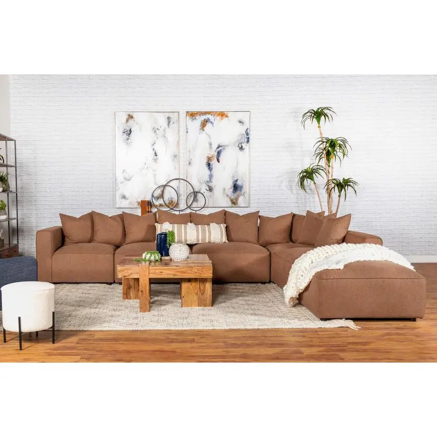 Terrano Terracotta Contemporary Modular 6-piece Upholstered Modular Sofa Sectional