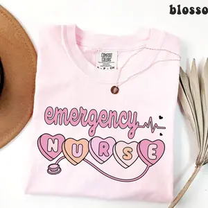 Emergency Nurse Comfort Colors® Shirt, Valentines Day ER Nurse Department Shirt, Emergency Medicine Nurse Tee, Cupids Hearts Trendy Gifts