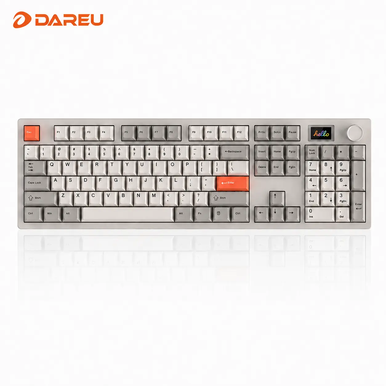Dareu A104Master Full Size Wireless Mechanical Keyboard, Smart Screen & Media Buttons, Tri-Mode BT/2.4GHz/USB-C, RGB Backlit, Custom Driver, Hot Swappable Keyboard for Work, Office & Gaming, PC/Mac