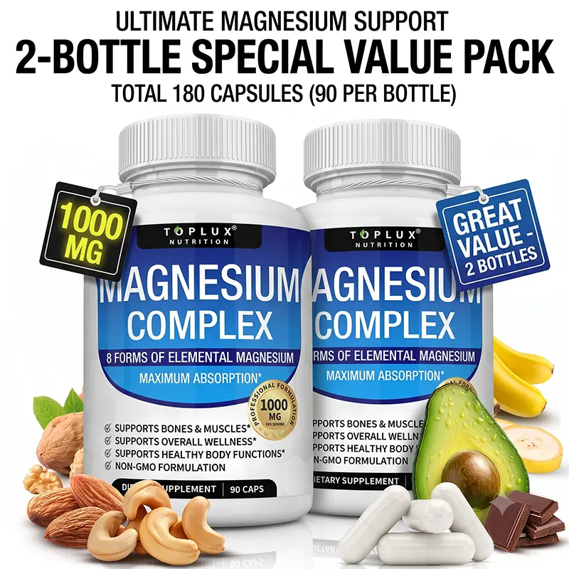2 bottles of Toplux Magnesium Complex 8 Essential Magnesium Supplement 1000mg