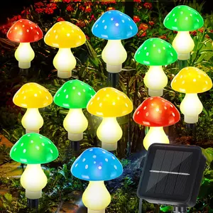 Upgraded solar mushroom lights outdoor garden decoration lights 12 mushroom decorations, IP65 waterproof, 8 modes solar Christmas lights camping festival landscape garden path decoration