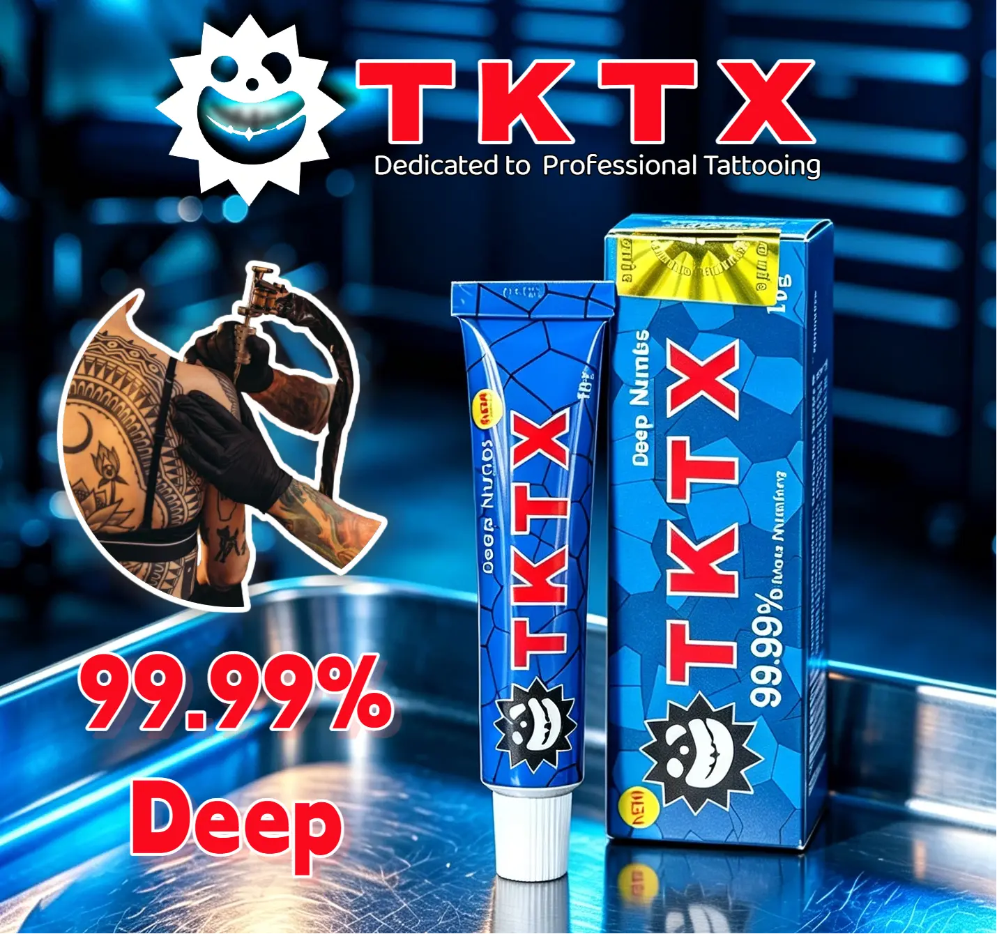 TKTX Tattoo Numbing Cream –Blue 99% Limited International – pain free tattoo– Fast-Acting Anesthetic Formula for Uninterrupted Ink Sessions